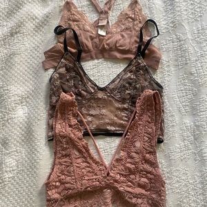 Lot of 3 Lacey boho bralettes: Free People, Ambiance, We Are Hah